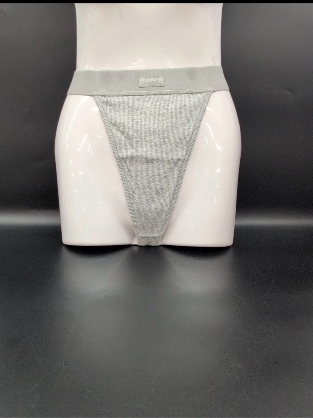 Skims Cotton Rib Thong High-Rise Seamless Thong heather gray NEW NWT 4X